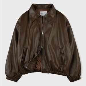 Vegan Leather Overfit Blouson [Brown]